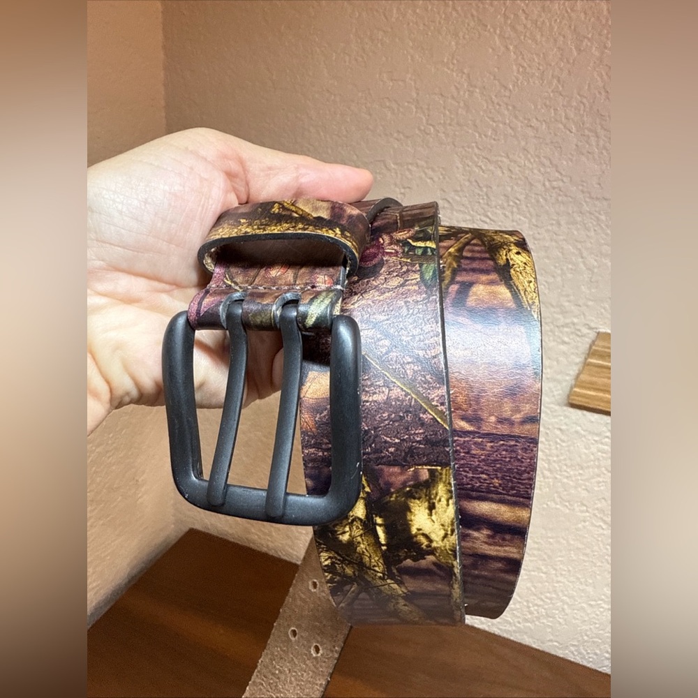 Camouflage Camo Genuine Leather Belt Realtree Adjustable‎ Sz 3XL Hunting Fishing